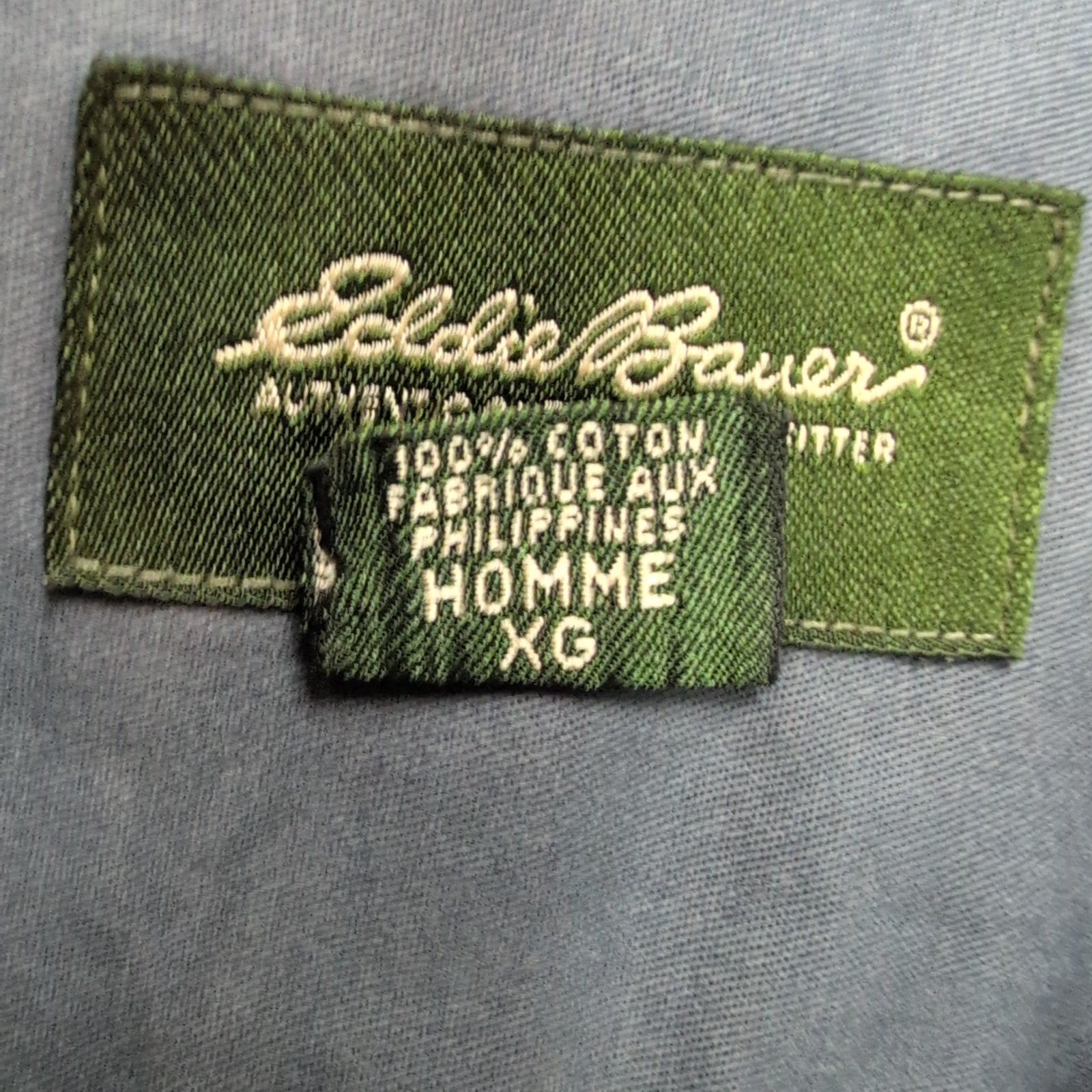 Chemise Eddie Bauer XL Gris Anthracite 100% Coton Épais Vintage manches longues