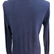 Pull Lacoste Vintage Bleu Marine Rayures Gaufrées Col Rond - Taille 40 L