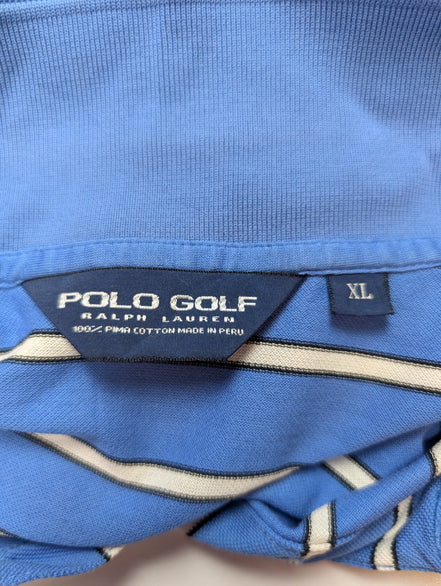 Polo manches courtes Polo Golf Ralph Lauren XL bleu rayures coton Pima