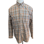Chemise Wrangler Rugged Wear Orange Marron Carreaux Coton Manches Longues T.M