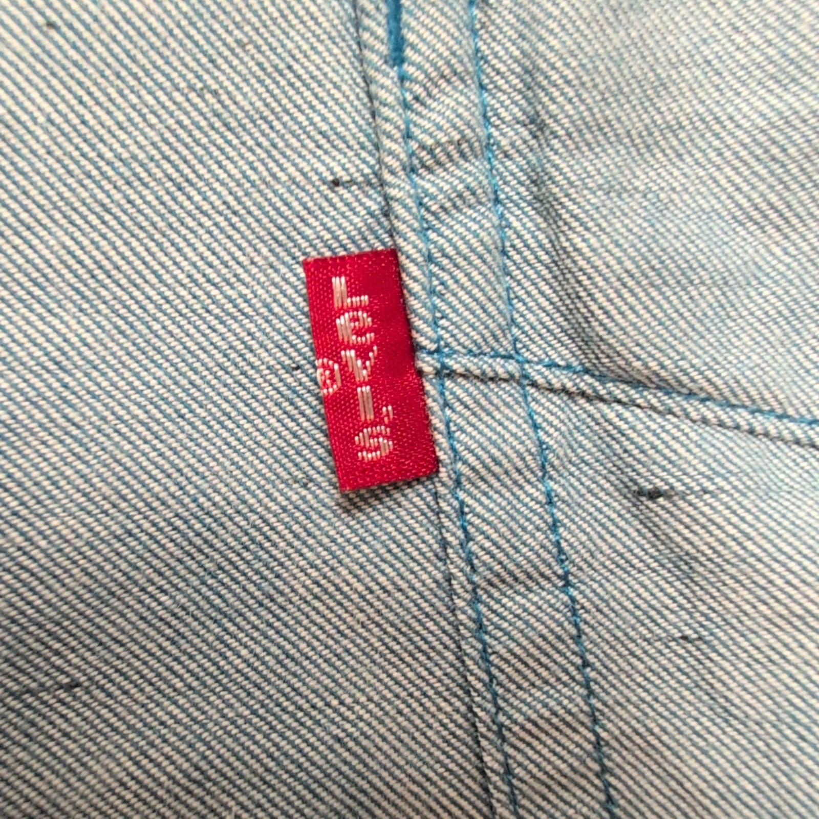 Chemise Levi's L Bleu Clair Moucheté 100% Coton Logo Manches Courtes