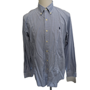 Chemise Ralph Lauren Taille L Bleue à Carreaux 100% Coton Logo Bleu Marine