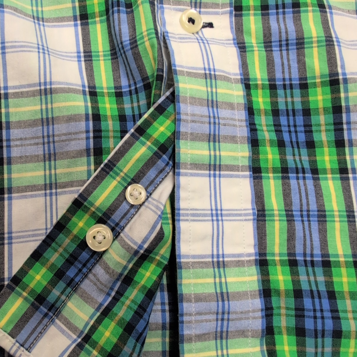 Chemise Nautica Bleu Vert À Carreaux Fond Blanc Manches Longues Taille XXL