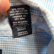 Chemise Chaps bleu ciel à petits carreaux avec poche et logo manches courtes XL