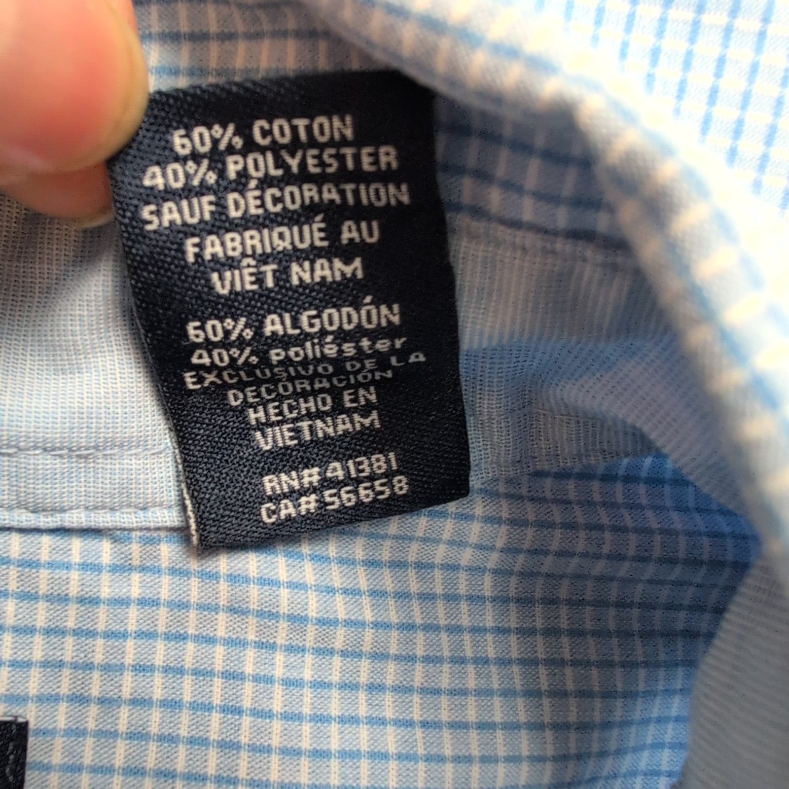 Chemise Chaps bleu ciel à petits carreaux avec poche et logo manches courtes XL