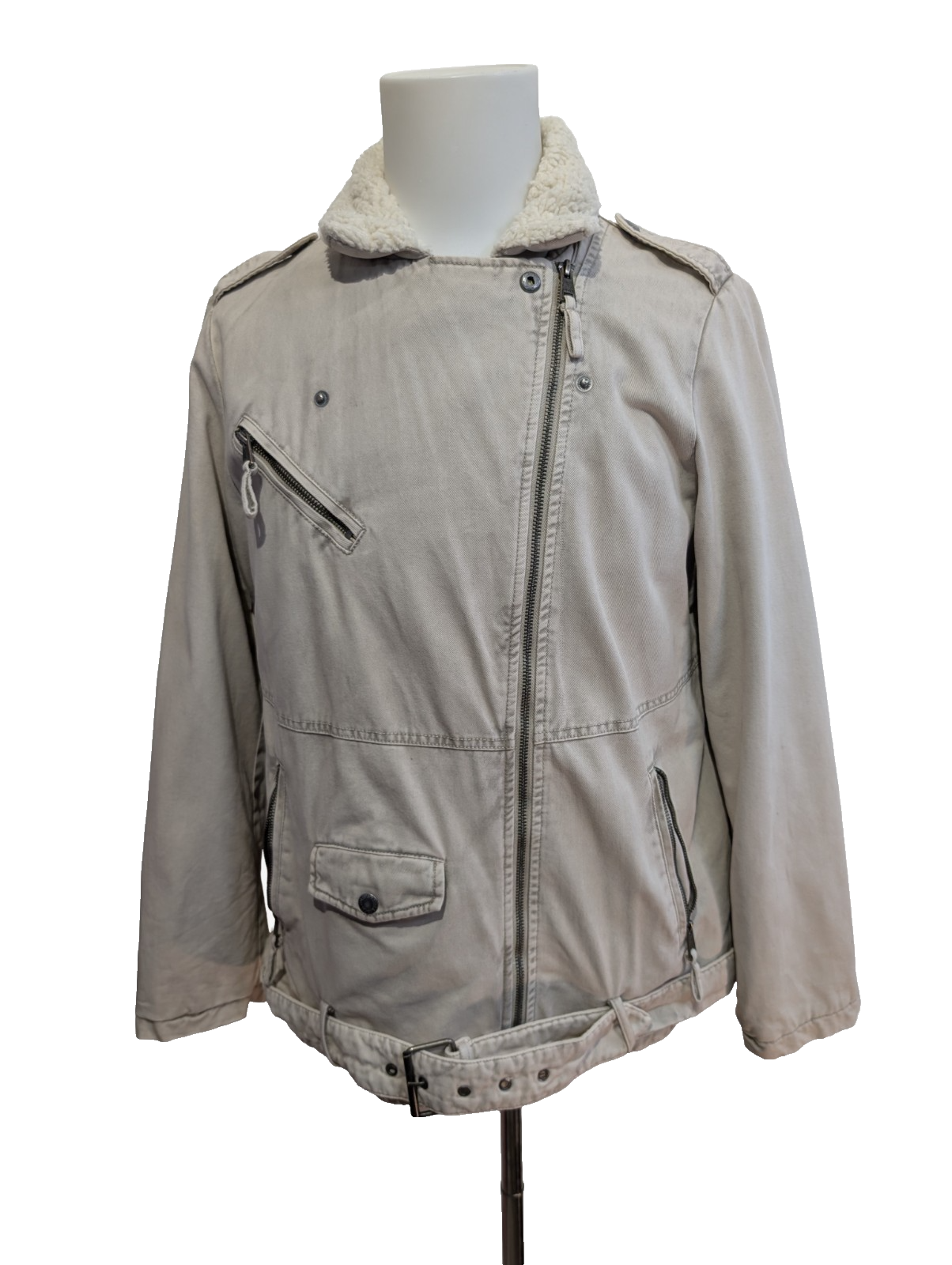 Blouson Veste Levis Homme L Doublé Sherpa Crème Beige Vintage Fermeture Zip
