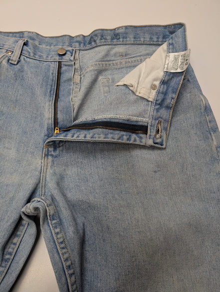 Jean Wrangler Relaxed Fit Bleu Clair W34 L32 Toile Épaisse Vintage Homme