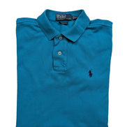 Polo manches courtes Polo Ralph Lauren M bleu turquoise logo marine Custom Fit