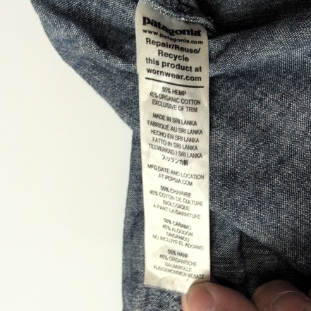 Chemise Patagonia Western XXL Bleu Marine Chanvre Coton Vintage Rare Mch courtes