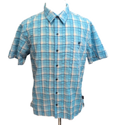 Chemise Patagonia L Bleu Turquoise Gaufrée Coton Organique Manches Courtes