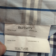 Chemise BURBERRY 100% Coton Bleu Carreaux L XL Logo Brodé Poche Boutonnée