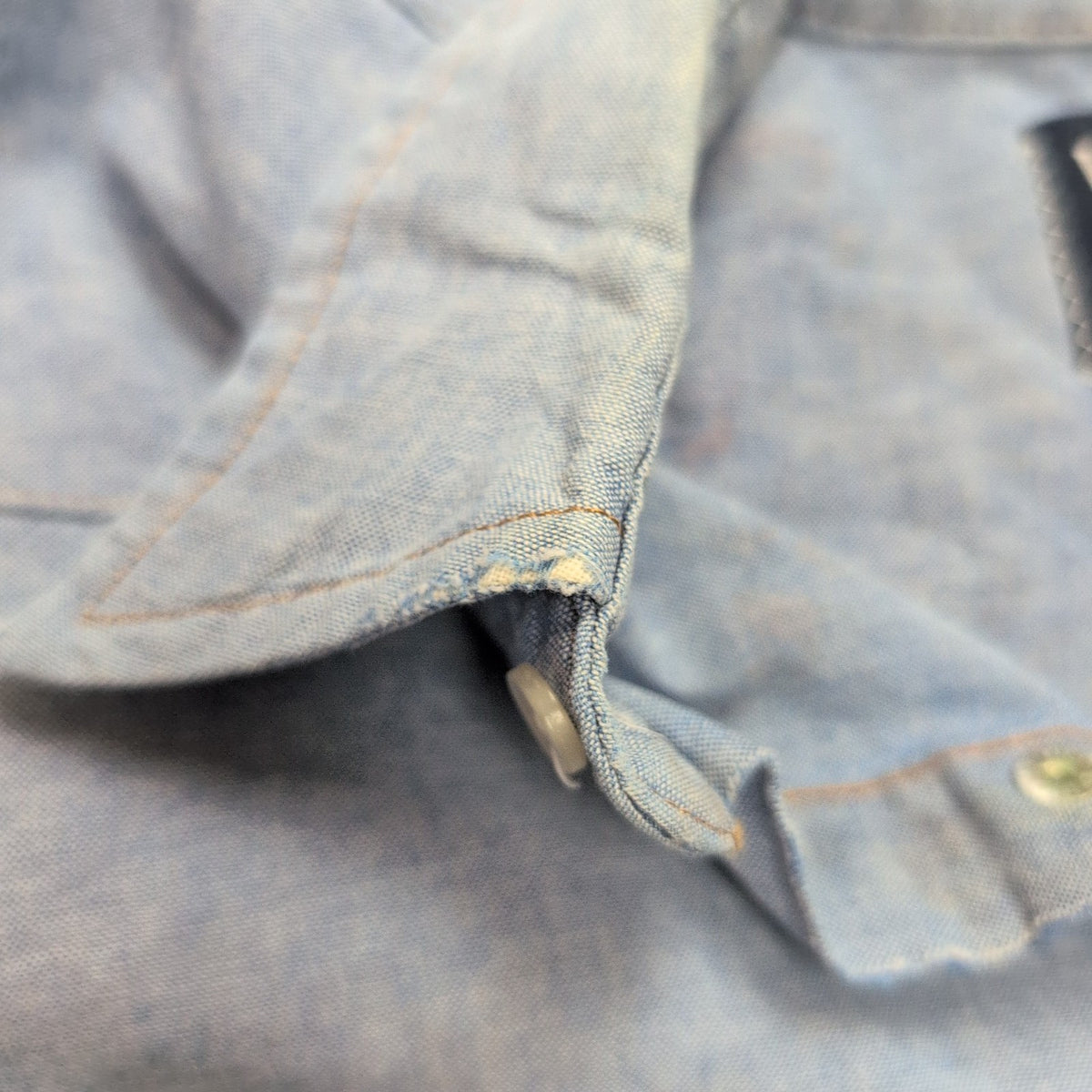 Chemise Wrangler Edge Western M Bleu Jean Coton Boutons Pression Usée