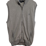Gilet Polo Ralph Lauren sans manches gris zippé coton Pima taille M