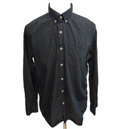 Chemise American Eagle L Noire Pois Blancs 100% Coton Poche Homme
