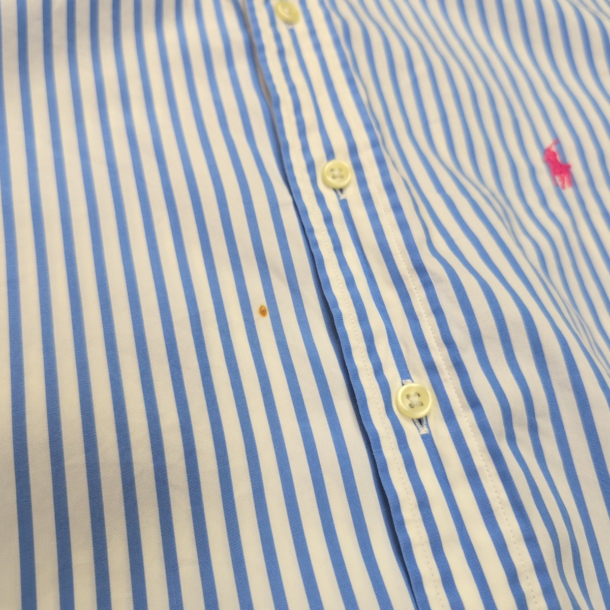 Chemise Ralph Lauren L Classic Fit Bleu Rayures Logo Rose Coton