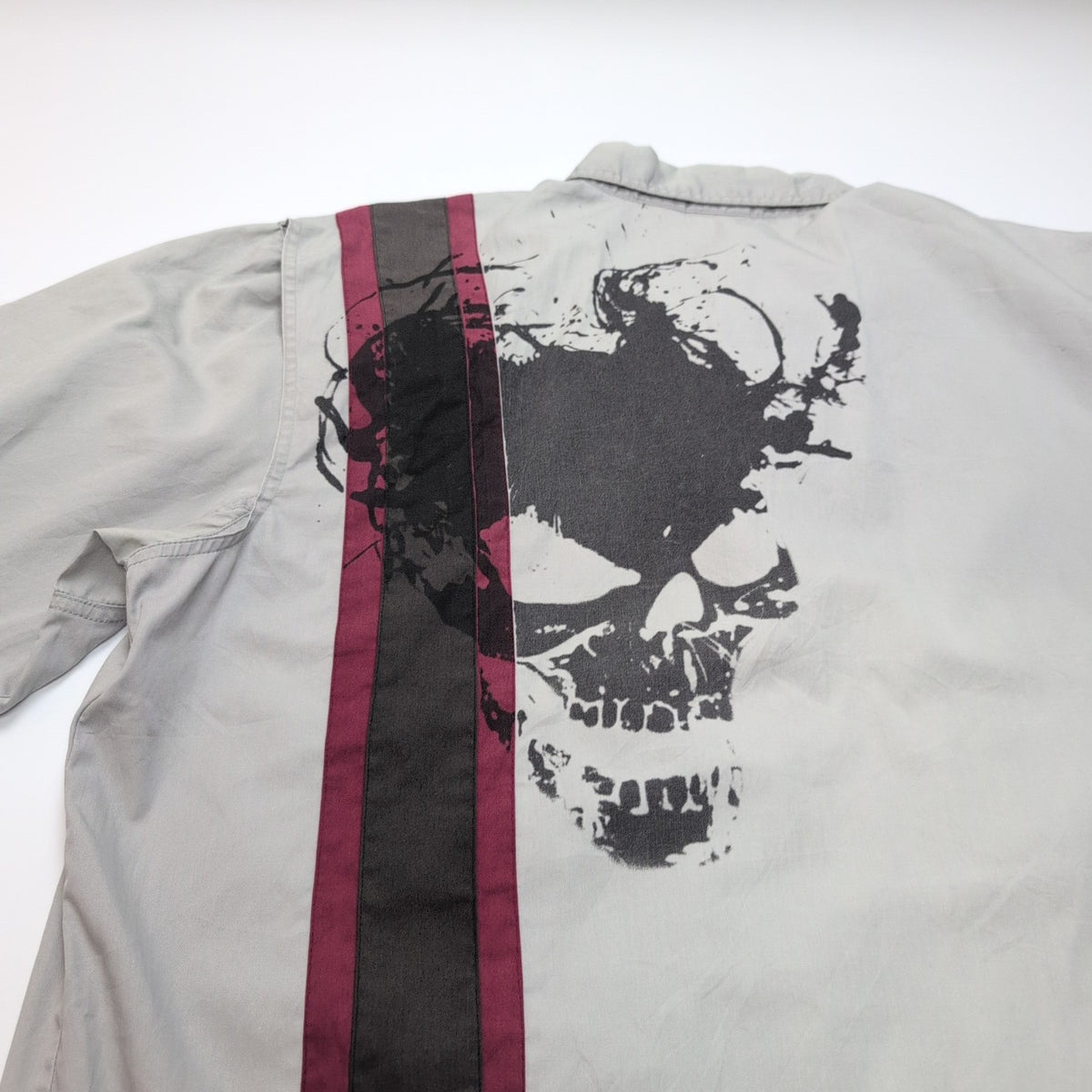 Chemise Harley Davidson 2XL Grise Manches courtes Ventilée Tête de Mort 2 Poches