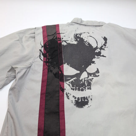 Chemise Harley Davidson 2XL Grise Manches courtes Ventilée Tête de Mort 2 Poches