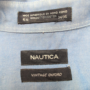 Chemise Nautica Oxford bleu uni Hong Kong coton taille M/L logo brodé