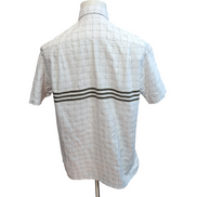 Chemise Nautica M Blanche Carreaux Kaki Manches Courtes 100% Coton