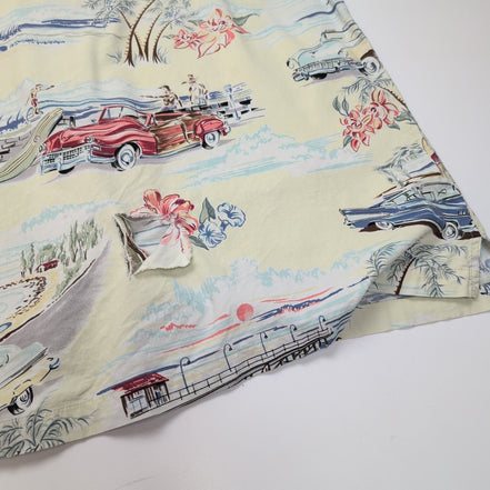Chemise Hawaïenne Bluewater Beige Surf Palmiers Voitures Taille XXL