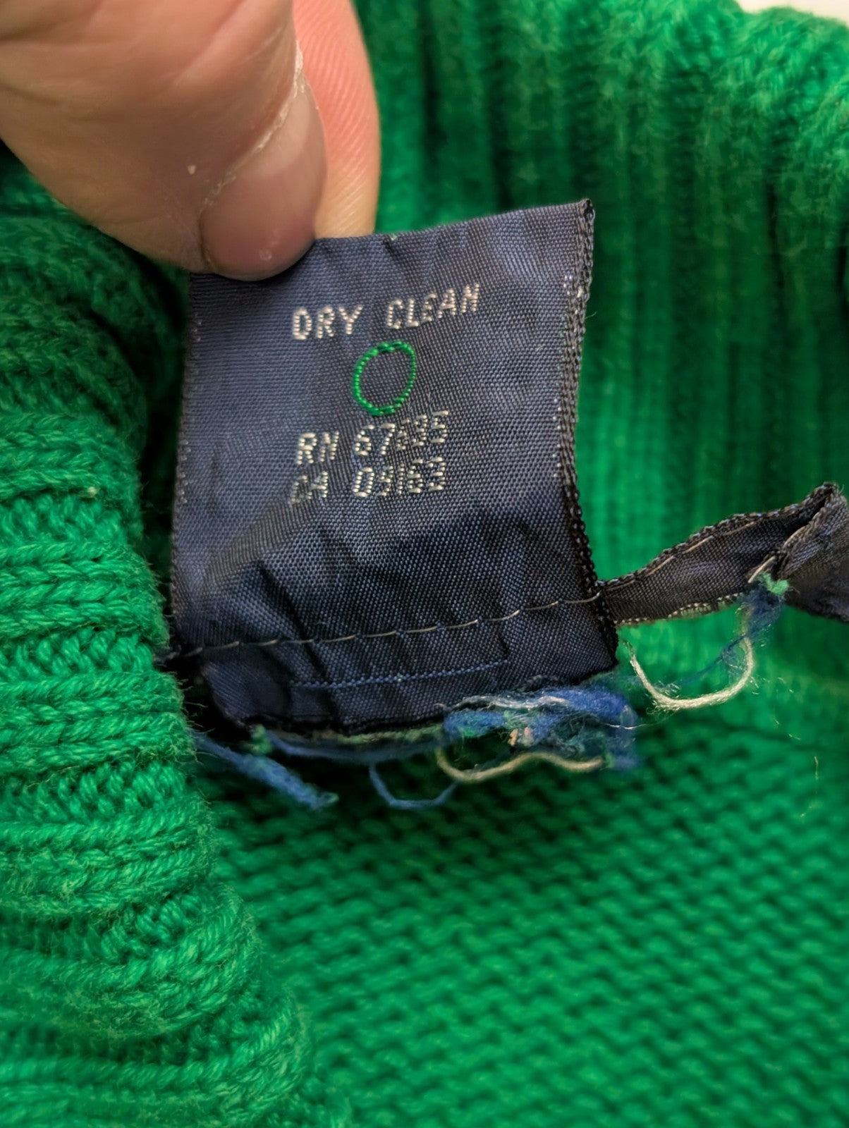 Pull Col Roulé Ralph Lauren Vert 100% Coton Logo Marron - Taille S