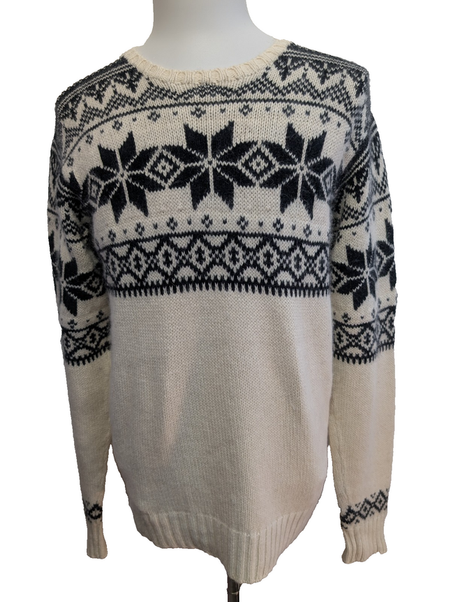Pull POLO RALPH LAUREN Flocon Neige Taille L Blanc Noir Cachemire Angora Luxe