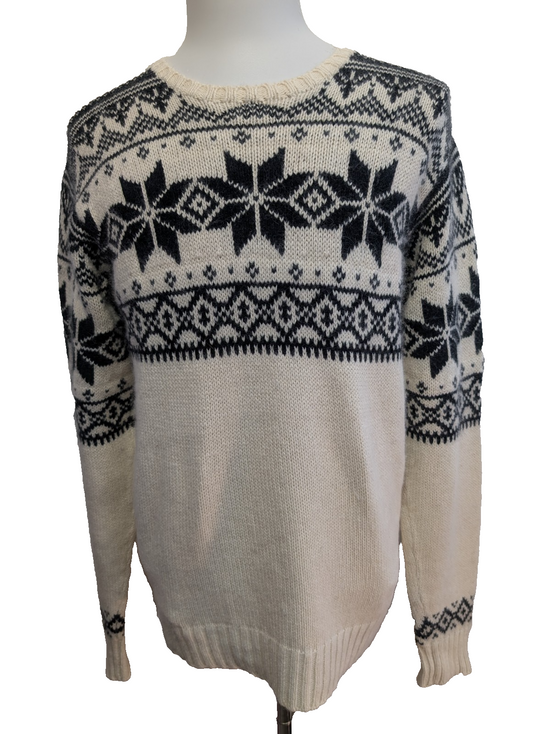 Pull POLO RALPH LAUREN Flocon Neige Taille L Blanc Noir Cachemire Angora Luxe