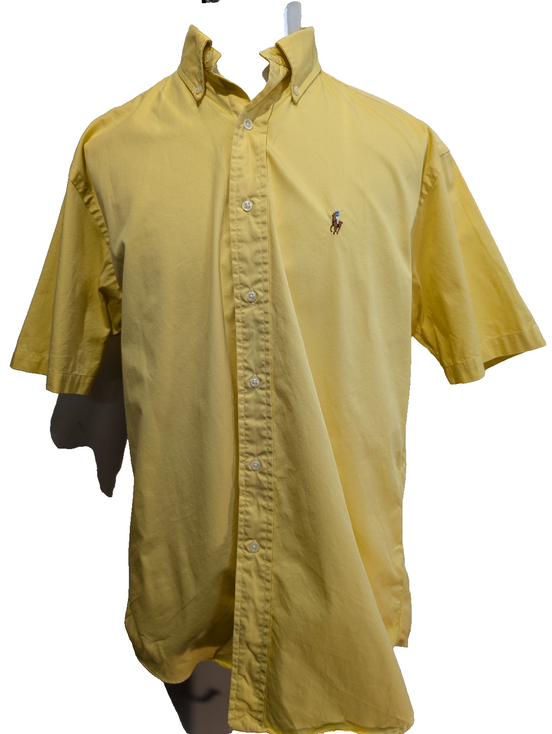 Ralph Lauren Chemise Blake M Jaune Logo Marron Manches Courtes