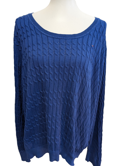 Pull Femme Tommy Hilfiger Bleu Électrique Torsadé - Taille 3XL