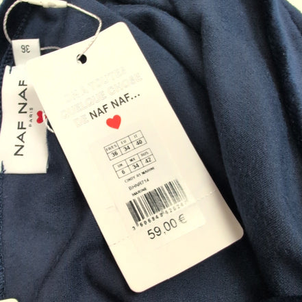 Robe Naf Naf T36 Bleu Marine Velours Stretch Neuve Avec Étiquette