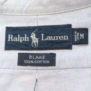 Chemise Ralph Lauren Blake M Bleu Clair Logo Marron Coton manches longues