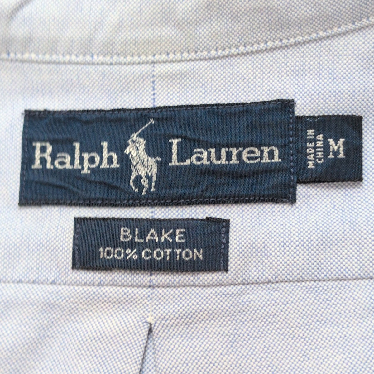 Chemise Ralph Lauren Blake M Bleu Clair Logo Marron Coton manches longues