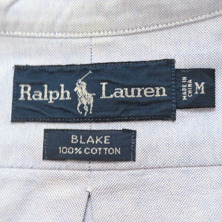 Chemise Ralph Lauren Blake M Bleu Clair Logo Marron Coton manches longues