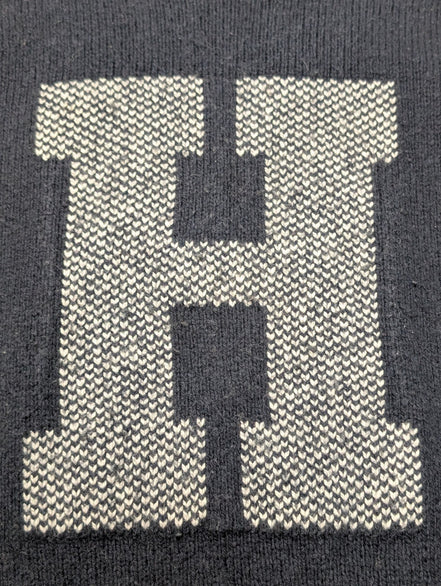 Pull Tommy Hilfiger Vintage Bleu Marine Col Rond Coton Épais - Taille M