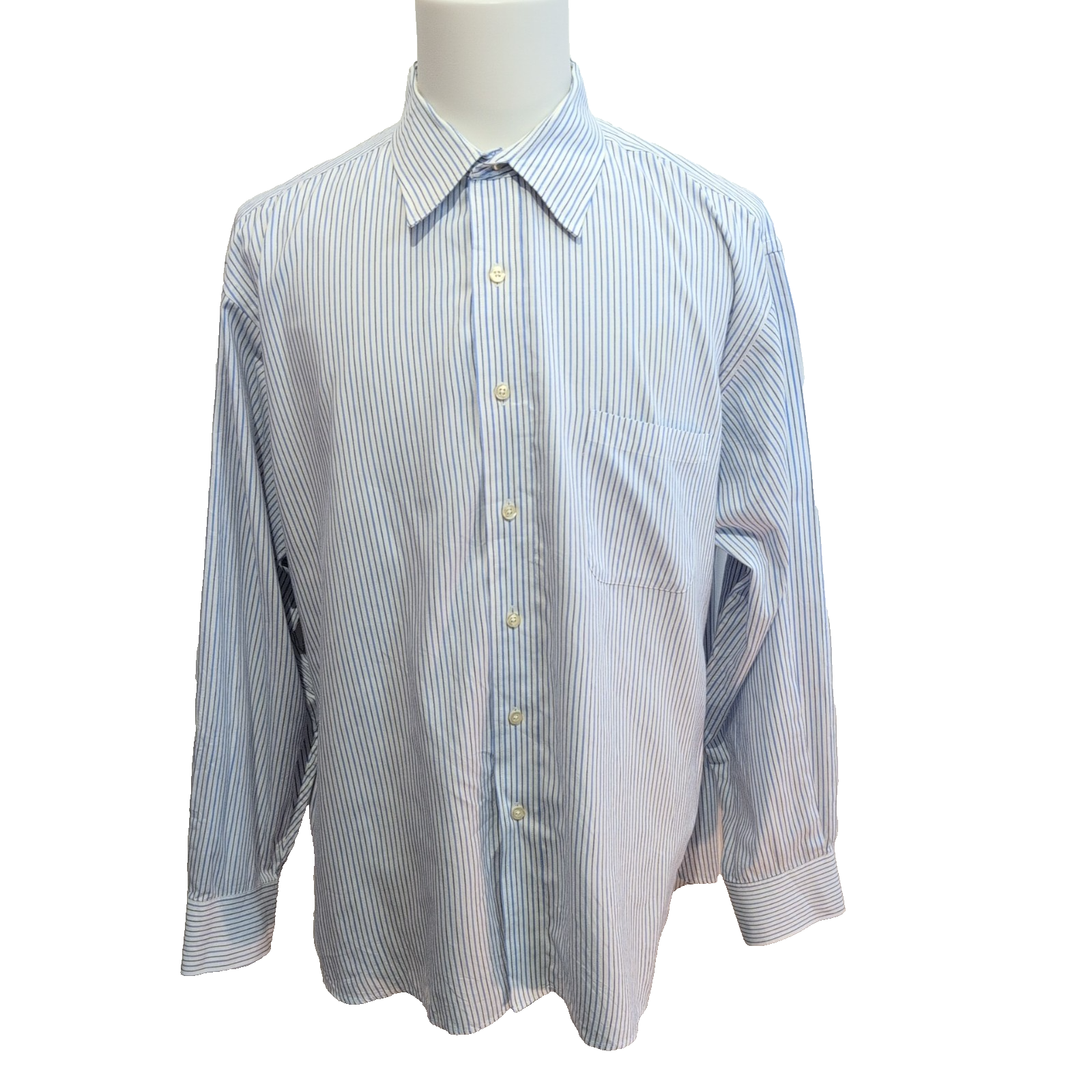 Chemise Chaps twill bleu rayures manches longues 1 poche XXL 3XL