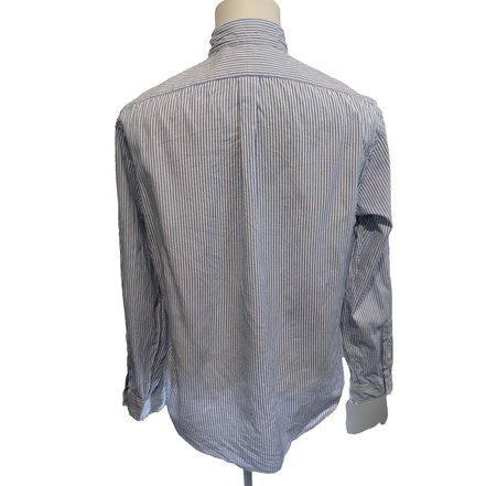 Chemise Ralph Lauren Taille M Classic Fit Bleu Rayures Coton Logo Bleu Marine