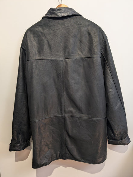 Manteau cuir noir mi-long Isik Leder taille XXL #9c