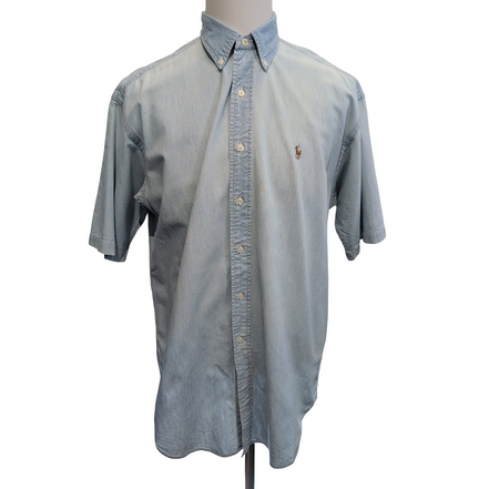 Chemise Polo Ralph Lauren M Vintage Jean Bleu Logo Marron Manches Courtes