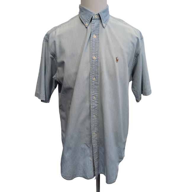 Chemise Polo Ralph Lauren M Vintage Jean Bleu Logo Marron Manches Courtes