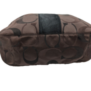 Sac Coach Signature Bandoulière Toile Marron Cuir Noir