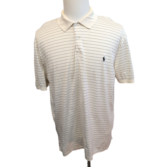 Polo Ralph Lauren Homme L Blanc Cassé Rayures Noires Logo Noir Polo