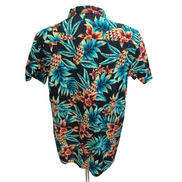 Chemise Hawaïenne Manches Courtes George Slim Fit Stretch Noir L