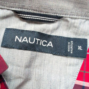 Chemise Nautica XL Made in Mauritius Carreaux Rouge Bleu manches longues