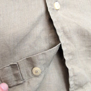 Lands’ End chemise 100% lin kaki manches courtes une poche taille L/XL