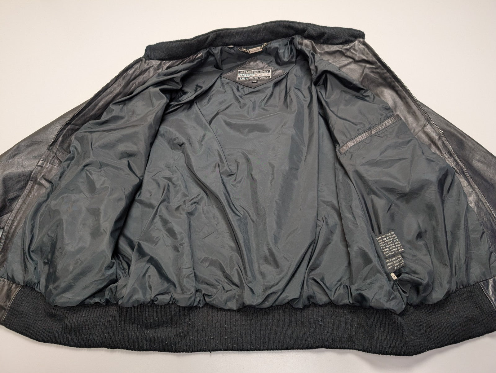 Veste Members Only café racer vintage 80's cuir noir taille S [42] #2c