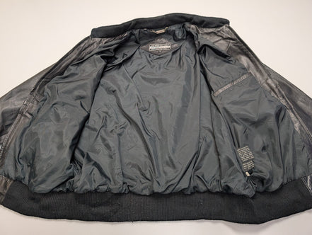 Veste Members Only café racer vintage 80's cuir noir taille S [42] #2c
