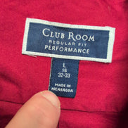 Chemise Club Room L Rouge Unie 100% Coton Poche manche longues