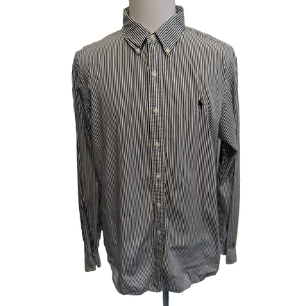 Chemise Ralph Lauren XXL Rayures Noir Blanc Logo Noir Button Down Shirt Coton