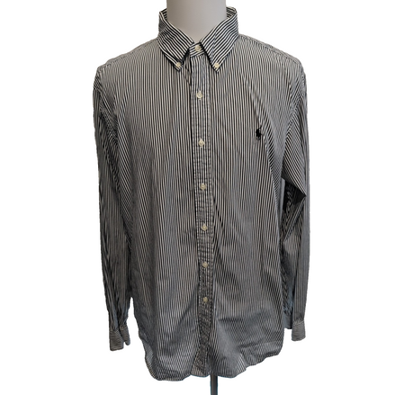 Chemise Ralph Lauren XXL Rayures Noir Blanc Logo Noir Button Down Shirt Coton