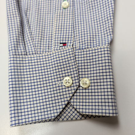 Chemise Tommy Hilfiger Homme Taille L Bleue Petits Carreaux Coton Poche
